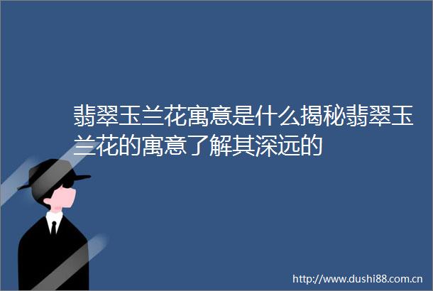 翡翠玉兰花寓意是什么揭秘翡翠玉兰花的寓意了解其深远的