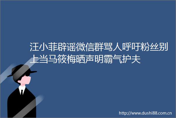 汪小菲辟谣微信群骂人呼吁粉丝别上当马筱梅晒声明霸气护夫