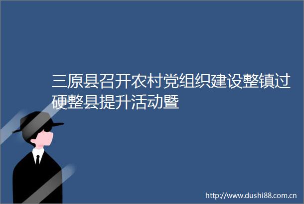 三原县召开农村党组织建设整镇过硬整县提升活动暨