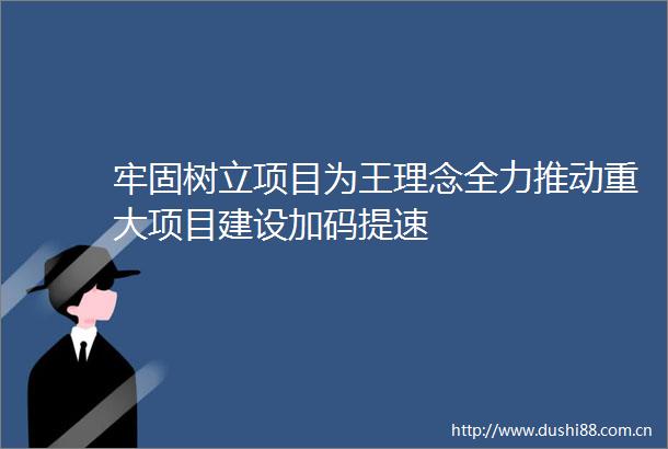 牢固树立项目为王理念全力推动重大项目建设加码提速