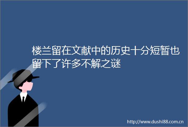 楼兰留在文献中的历史十分短暂也留下了许多不解之谜