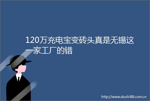 120万充电宝变砖头真是无锡这一家工厂的错