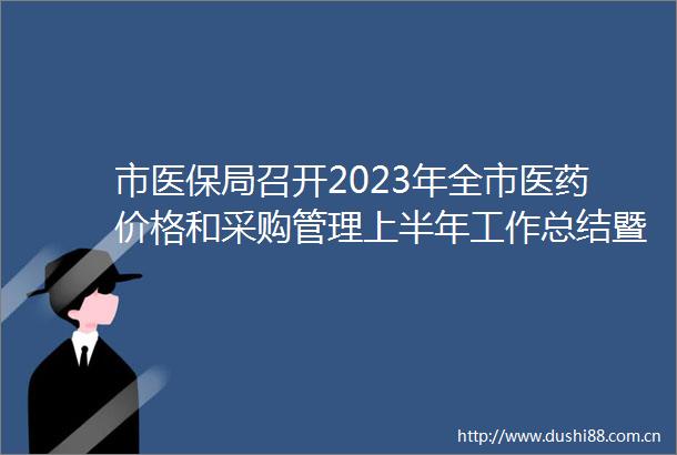 市医保局召开2023年全市医药价格和采购管理上半年工作总结暨业务培训会