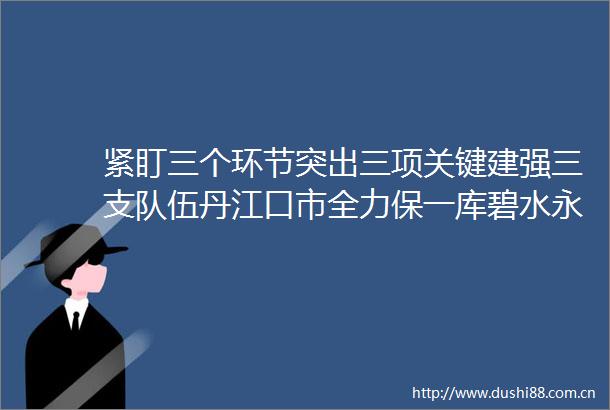 紧盯三个环节突出三项关键建强三支队伍丹江口市全力保一库碧水永续北送