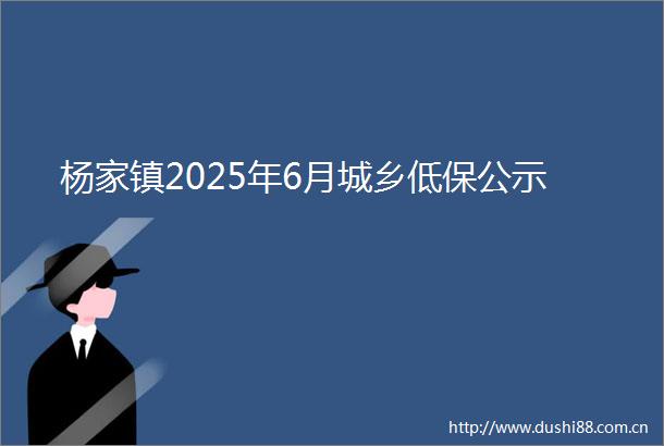 杨家镇2025年6月城乡低保公示