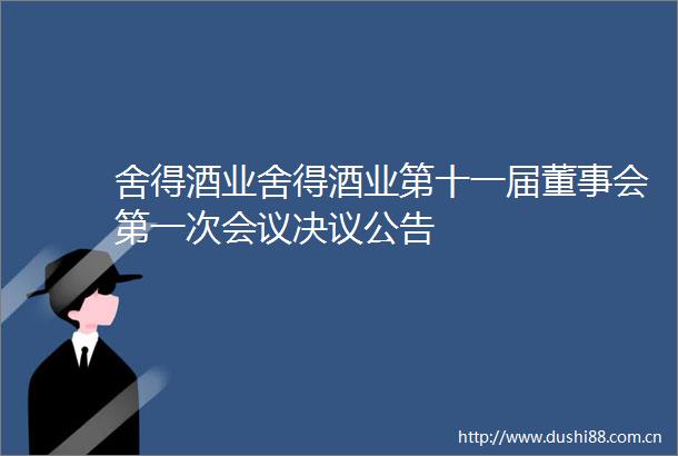 舍得酒业舍得酒业第十一届董事会第一次会议决议公告