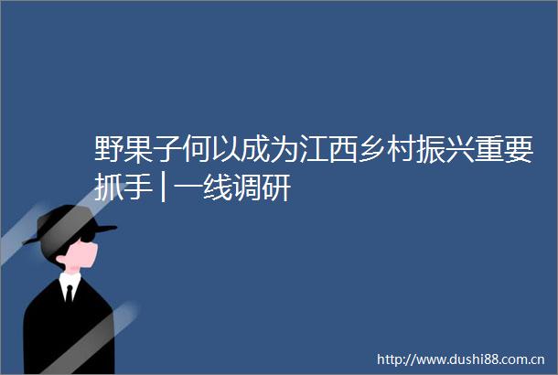 野果子何以成为江西乡村振兴重要抓手│一线调研