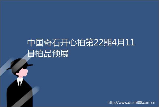 奇石开心拍第22期4月11日拍品预展