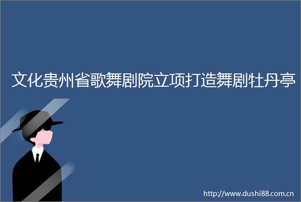 文化贵州省歌舞剧院立项打造舞剧牡丹亭