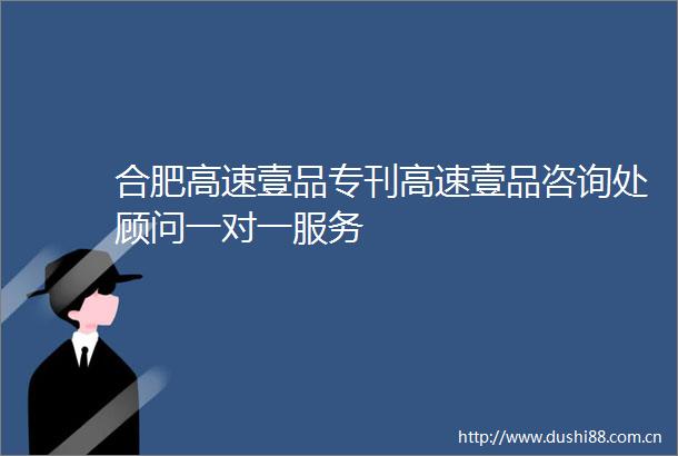 合肥高速壹品专刊高速壹品咨询处顾问一对一服务
