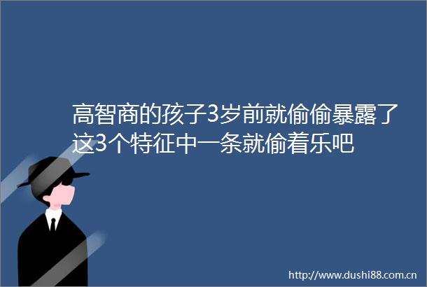 高智商的孩子3岁前就偷偷了这3个特征中一条就偷着乐吧
