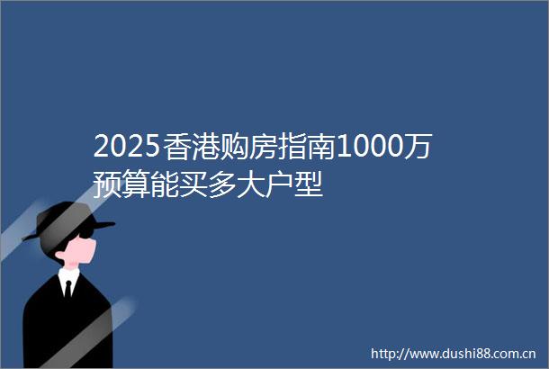 2025香港购房指南1000万预算能买多大户型