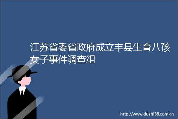 江苏省委省成立丰县生育八孩女子调查组