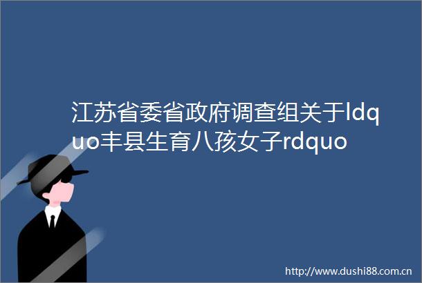 江苏省委省调查组关于ldquo丰县生育八孩女子rdquo调查处理情况的通报