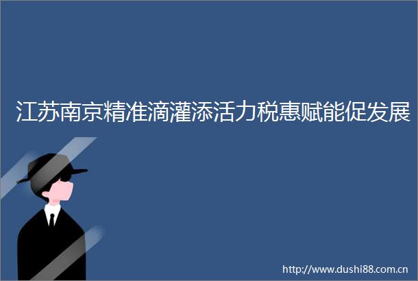 江苏南京精准滴灌添活力税惠赋能促发展