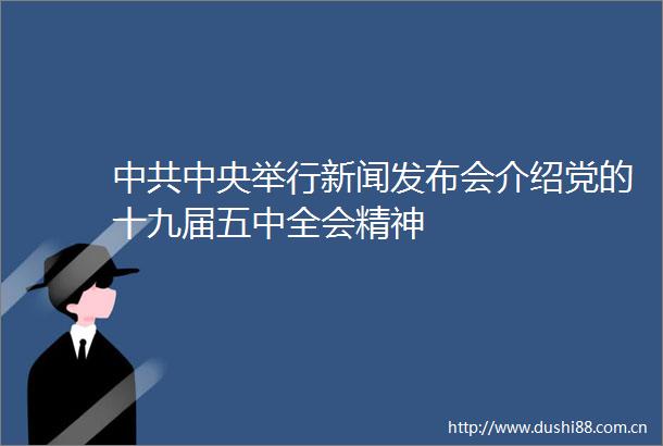 中央举行新闻发布会介绍党的十九届五中全会精神