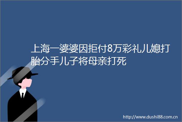 上海一婆婆因拒付8万彩礼儿媳打胎分手儿子将母亲打死