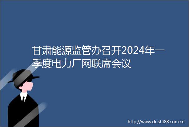甘肃能源监管办召开2024年一季度电力厂网联席会议