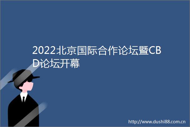 2022北京国际合作论坛暨CBD论坛开幕
