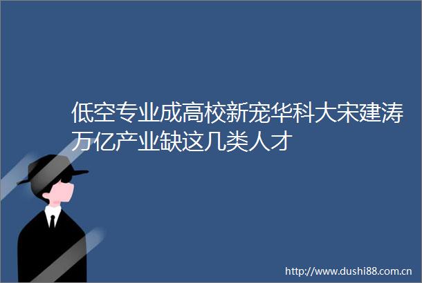 低空专业成高校新宠华科大宋建涛万亿产业缺这几类人才