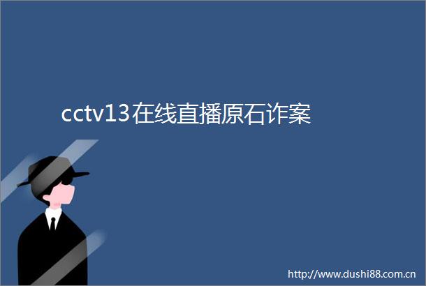 cctv13在线直播原石诈案