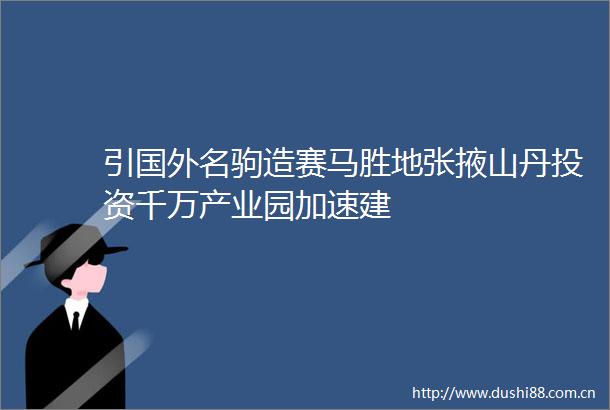引国外名驹造赛马胜地张掖山丹投资千万产业园加速建
