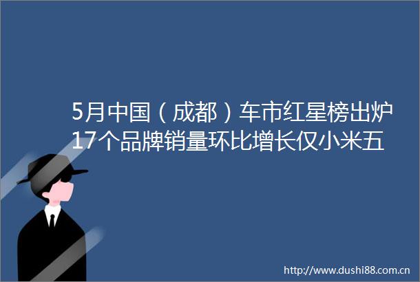 5月（成都）车市红星榜出炉17个品牌销量环比增长仅小米五菱广丰下滑