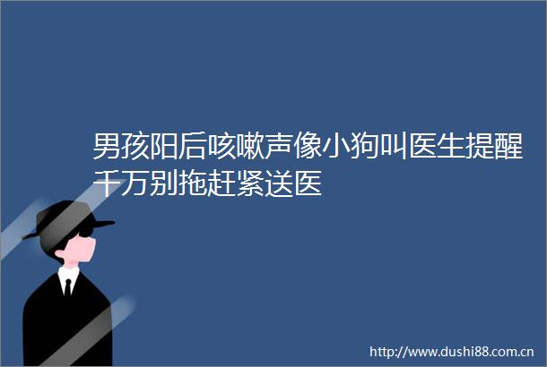 男孩阳后咳嗽声像小狗叫医生提醒千万别拖赶紧送医