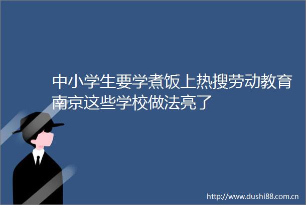 中小学生要学煮饭上热搜劳动教育南京这些学校做法亮了