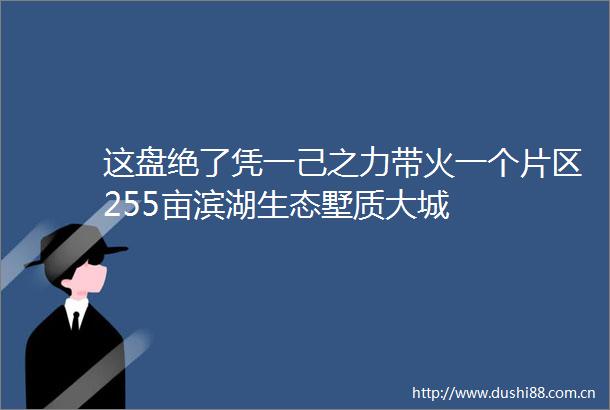 这盘绝了凭一己之力带火一个片区255亩滨湖生态墅质大城