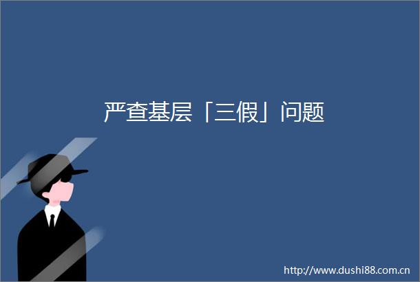严查基层「三假」问题