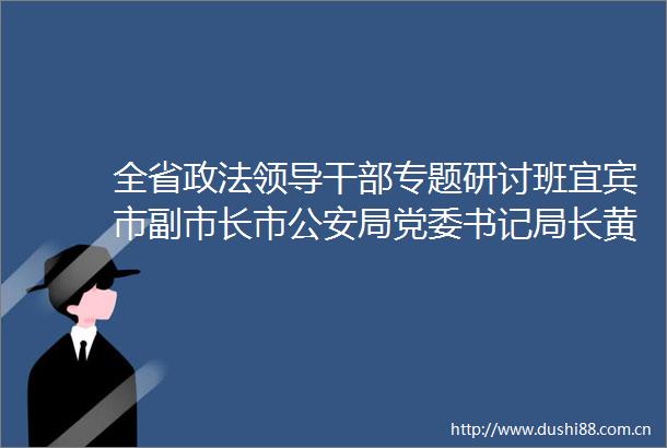全省政法专题研讨班宜宾市副市长市局党委书记局长黄金盛以新安全格局保障新发展格局