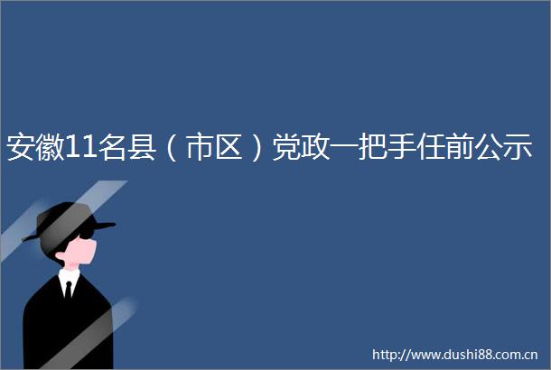 安徽11名县（市区）党政一把手任前公示