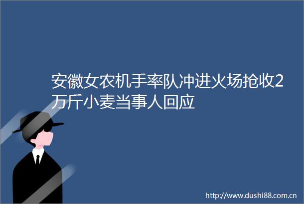 安徽女农机手率队冲进火场抢收2万斤小麦当事人回应