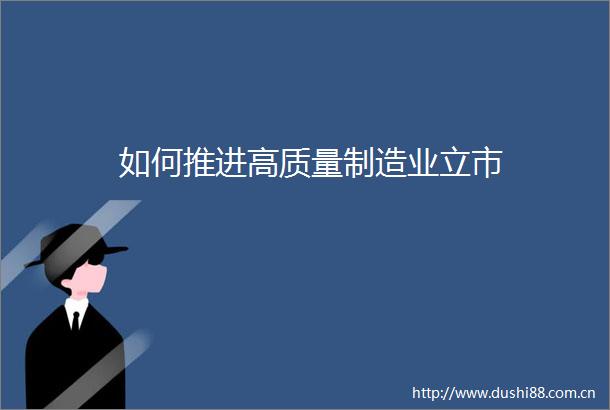 如何推进高质量制造业立市