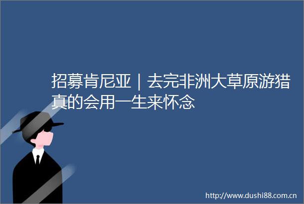 招募肯尼亚｜去完非洲大草原游猎真的会用一生来怀念