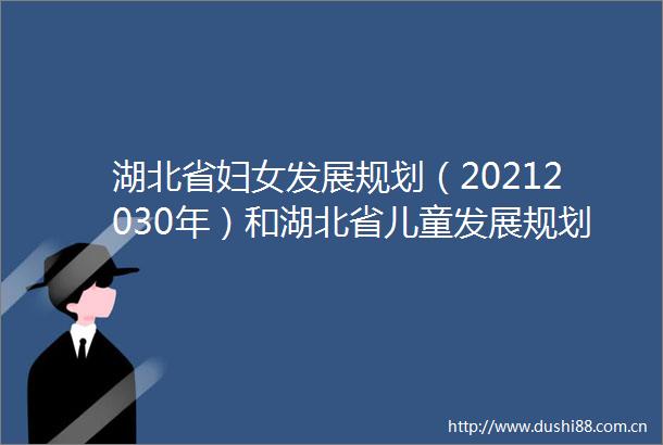 湖北省妇女发展规划（20212030年）和湖北省儿童发展规划（20212030年）的通知