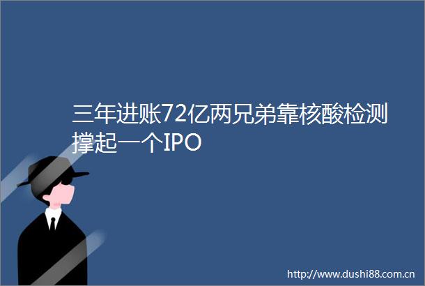 三年进账72亿两兄弟靠核酸检测撑起一个IPO