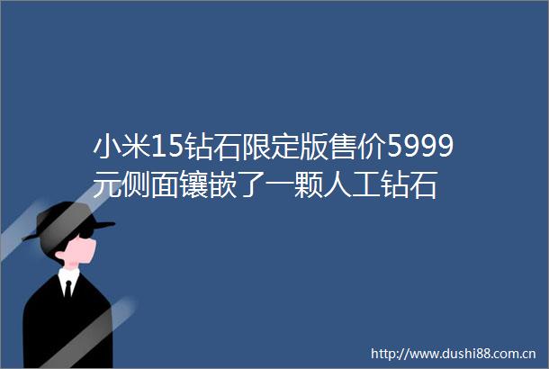 小米15钻石限定版售价5999元侧面镶嵌了一颗人工钻石