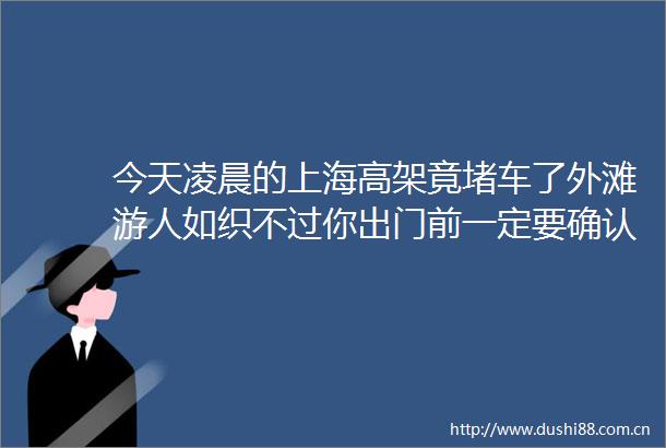 今天凌晨的上海高架竟堵车了外滩游人如织不过你出门前一定要确认这5件事