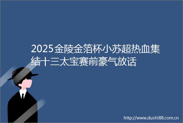 2025金陵金箔杯小苏超热血集结十三太宝赛前豪气放话