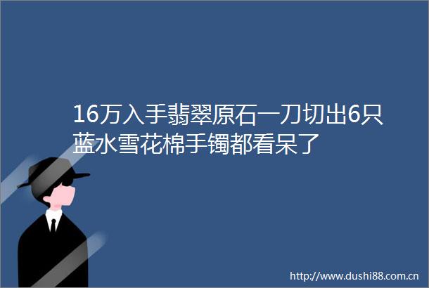 16万入手翡翠原石一刀切出6只蓝水雪花棉手镯都看呆了