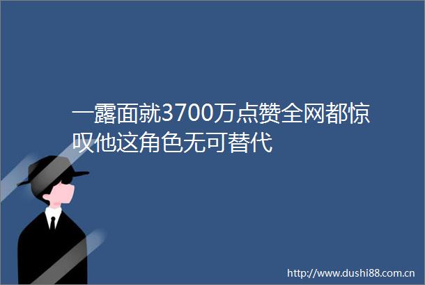 一露面就3700万点赞全网都惊叹他这角色无可替代