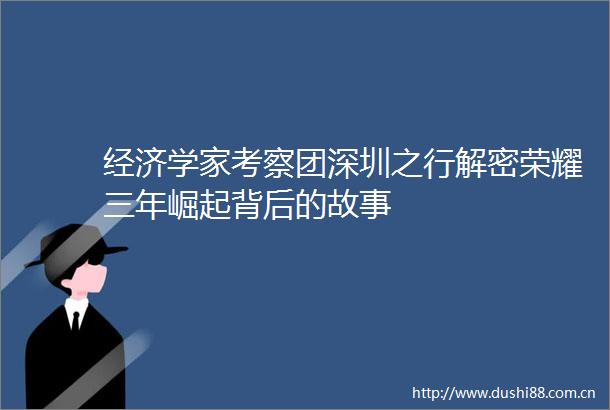经济学家考察团深圳之行解密荣耀三年崛起背后的故事