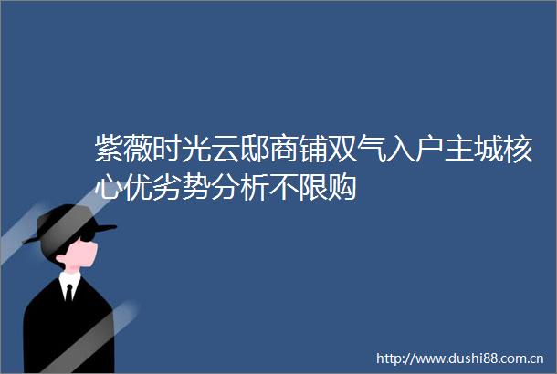 紫薇时光云邸商铺双气入户主城核心优劣势分析不限购