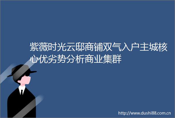 紫薇时光云邸商铺双气入户主城核心优劣势分析商业集群