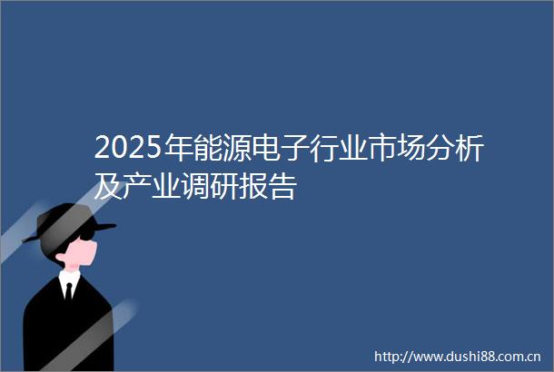 2025年能源电子行业市场分析及产业调研报告