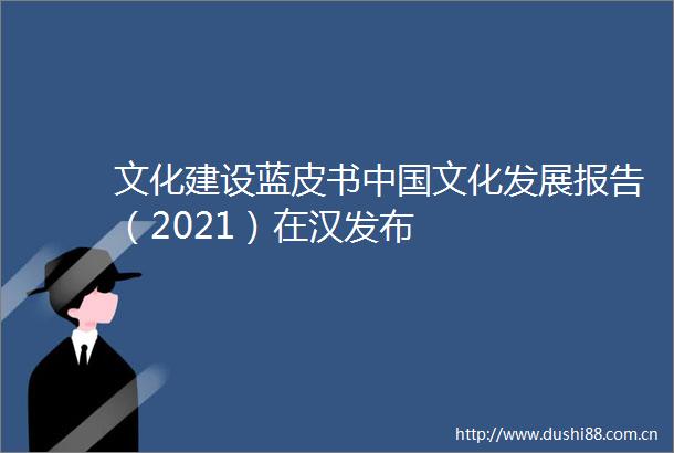 文化建设蓝皮书文化发展报告（2021）在汉发布