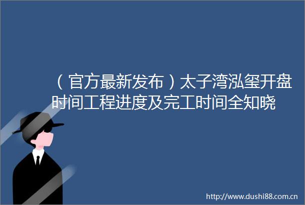 （官方最新发布）太子湾泓玺开盘时间工程进度及完工时间全知晓