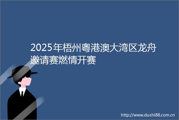 2025年梧州粤港澳大湾区龙舟邀请赛燃情开赛